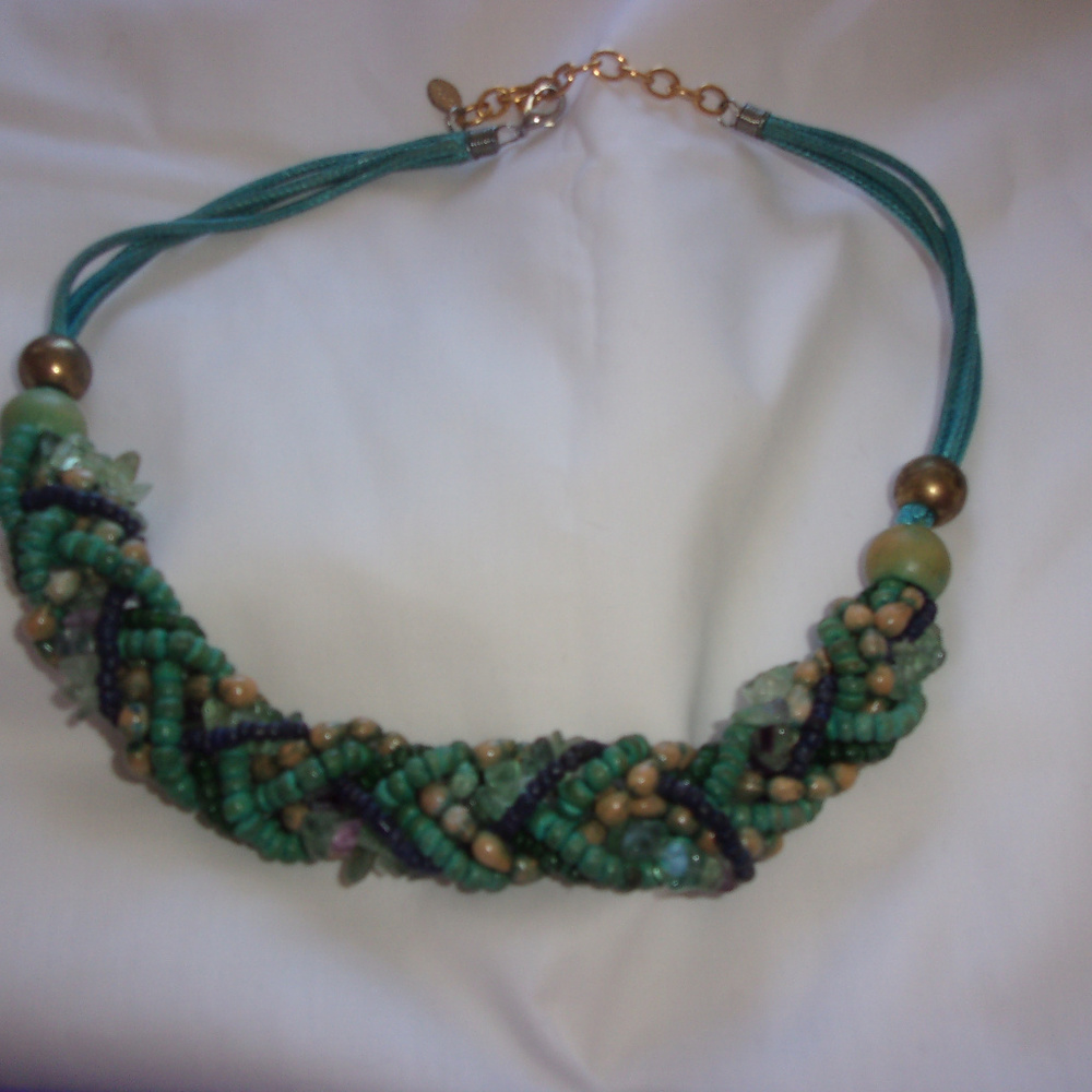 Isadora beaded mermaid blues necklace